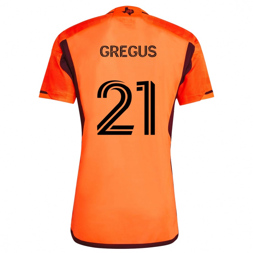 Kinder Fußball Ján Gregus #21 Orange Schwarz Heimtrikot Trikot 2024/25 T-Shirt Luxemburg