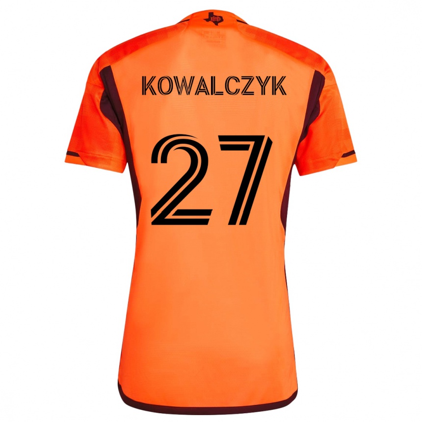 Kinder Fußball Sebastian Kowalczyk #27 Orange Schwarz Heimtrikot Trikot 2024/25 T-Shirt Luxemburg