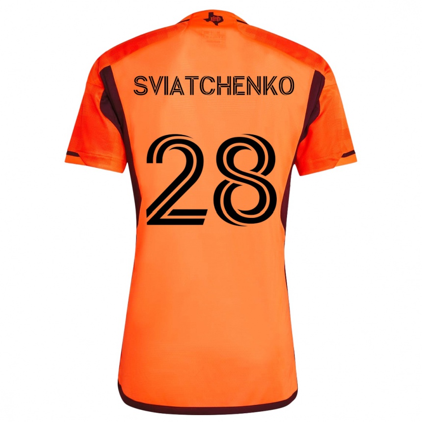 Kinder Fußball Erik Sviatchenko #28 Orange Schwarz Heimtrikot Trikot 2024/25 T-Shirt Luxemburg