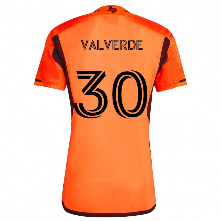 Kinder Fußball Jefferson Valverde #30 Orange Schwarz Heimtrikot Trikot 2024/25 T-Shirt Luxemburg