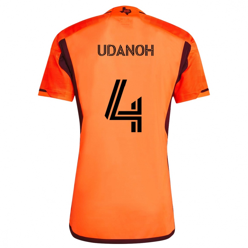 Kinder Fußball Iffy Udanoh #4 Orange Schwarz Heimtrikot Trikot 2024/25 T-Shirt Luxemburg