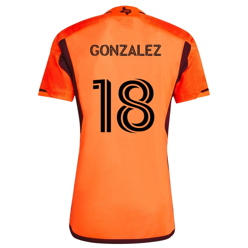 Kinder Fußball Diego Gonzalez #18 Orange Schwarz Heimtrikot Trikot 2024/25 T-Shirt Luxemburg