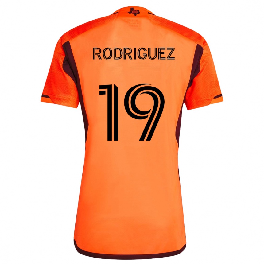 Kinder Fußball Sebastian Rodriguez #19 Orange Schwarz Heimtrikot Trikot 2024/25 T-Shirt Luxemburg