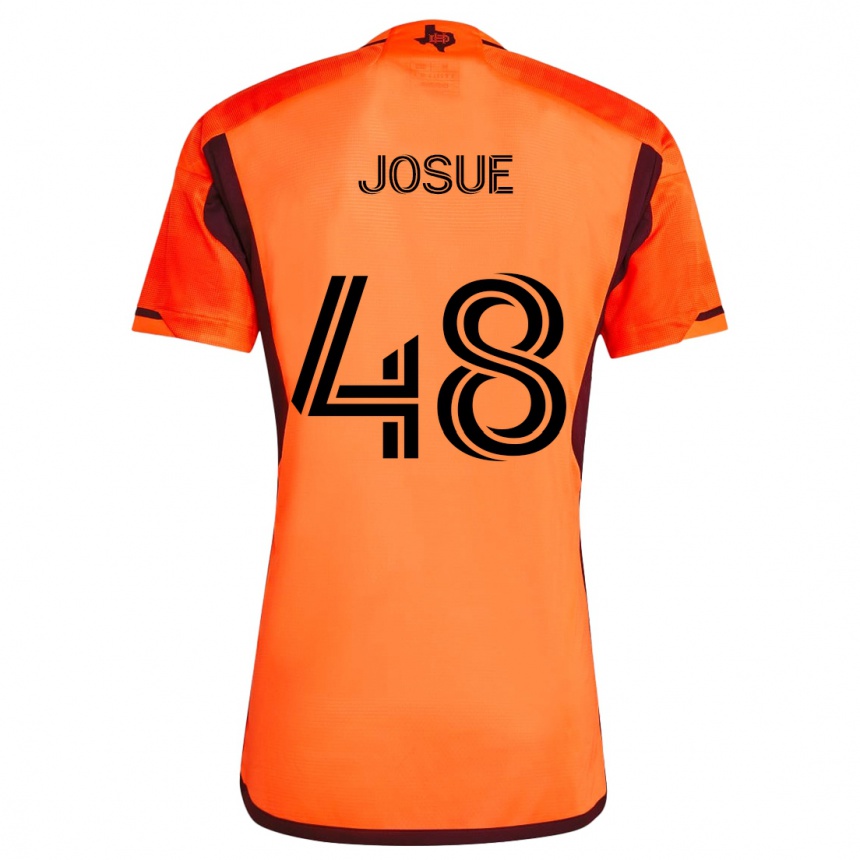 Kinder Fußball Josué #48 Orange Schwarz Heimtrikot Trikot 2024/25 T-Shirt Luxemburg