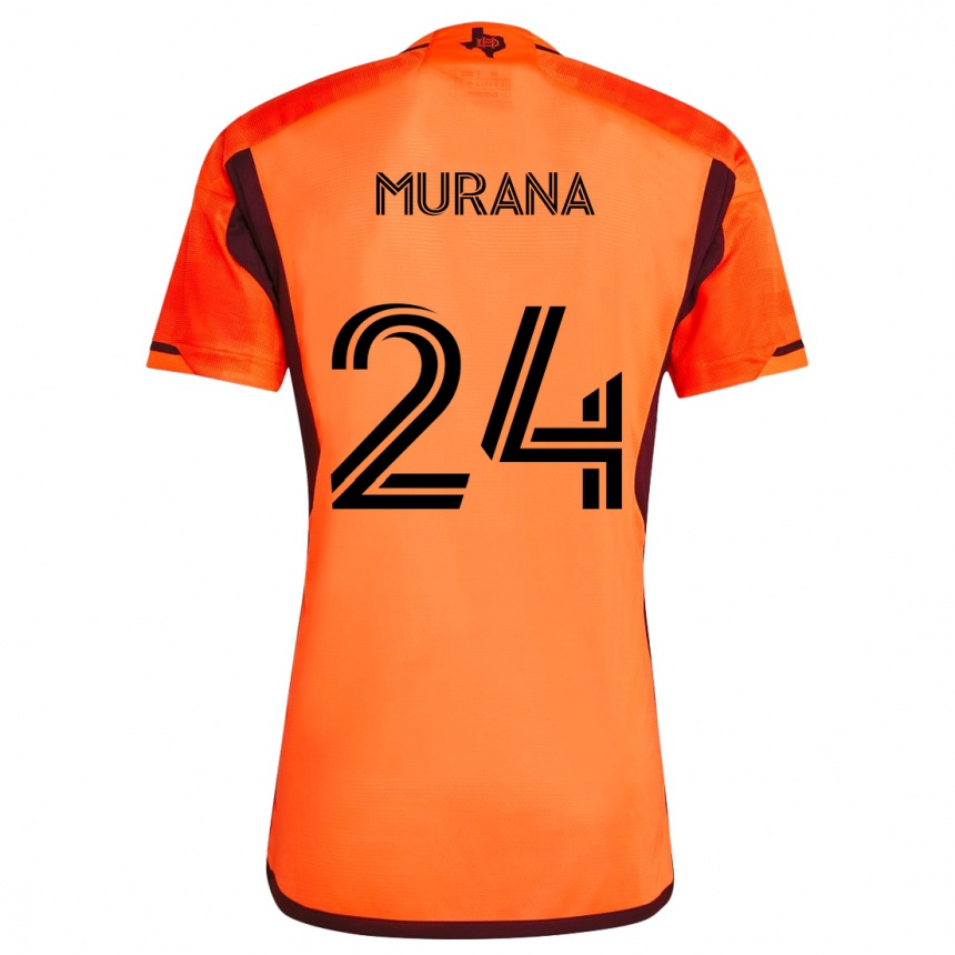 Kinder Fußball Mujeeb Murana #24 Orange Schwarz Heimtrikot Trikot 2024/25 T-Shirt Luxemburg