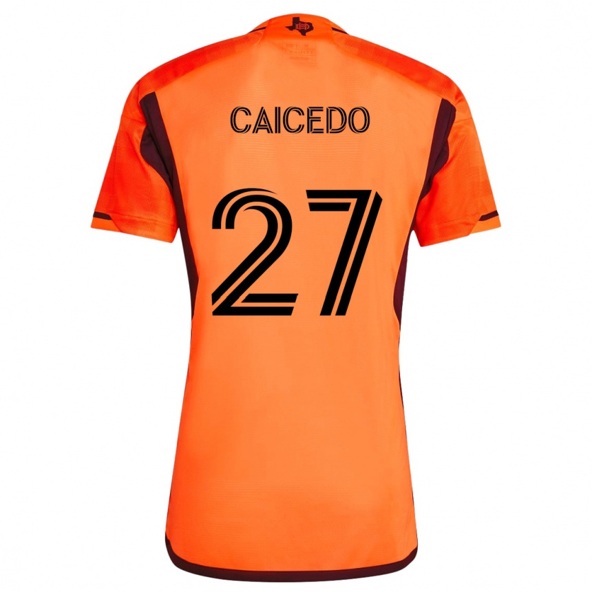 Kinder Fußball Luis Caicedo #27 Orange Schwarz Heimtrikot Trikot 2024/25 T-Shirt Luxemburg