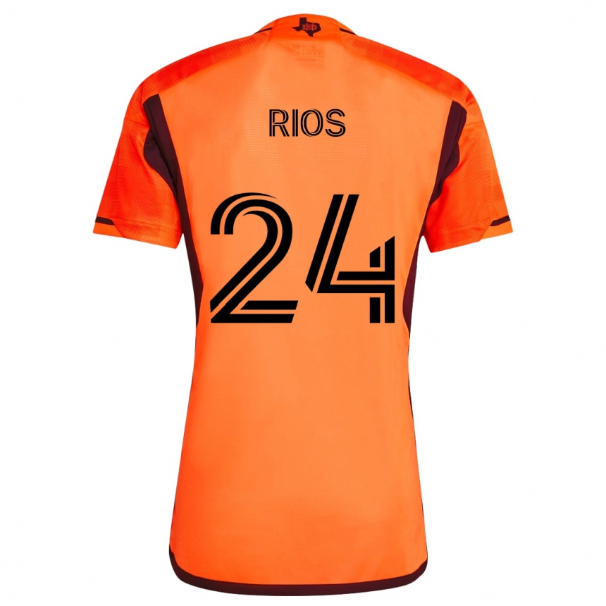 Kinder Fußball Paolo Ríos #24 Orange Schwarz Heimtrikot Trikot 2024/25 T-Shirt Luxemburg