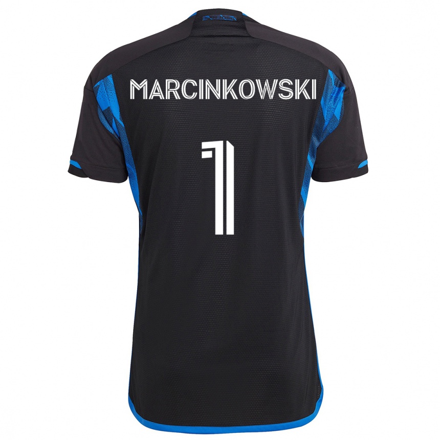 Kinder Fußball Jt Marcinkowski #1 Blau Schwarz Heimtrikot Trikot 2024/25 T-Shirt Luxemburg