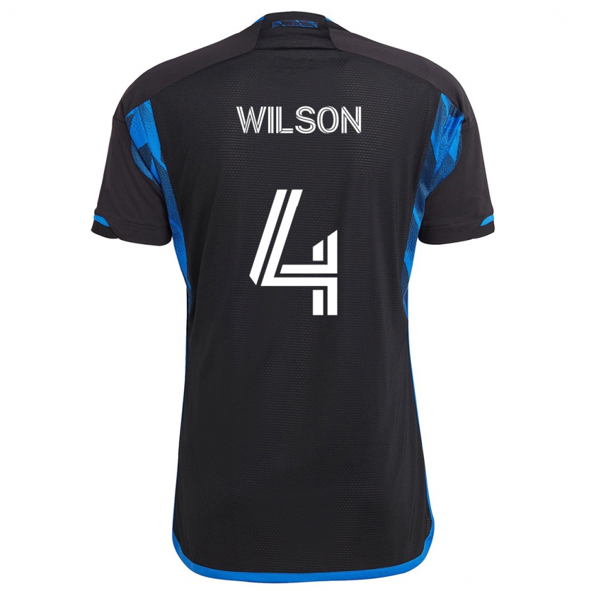 Kinder Fußball Bruno Wilson #4 Blau Schwarz Heimtrikot Trikot 2024/25 T-Shirt Luxemburg