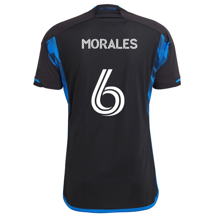 Kinder Fußball Alfredo Morales #6 Blau Schwarz Heimtrikot Trikot 2024/25 T-Shirt Luxemburg