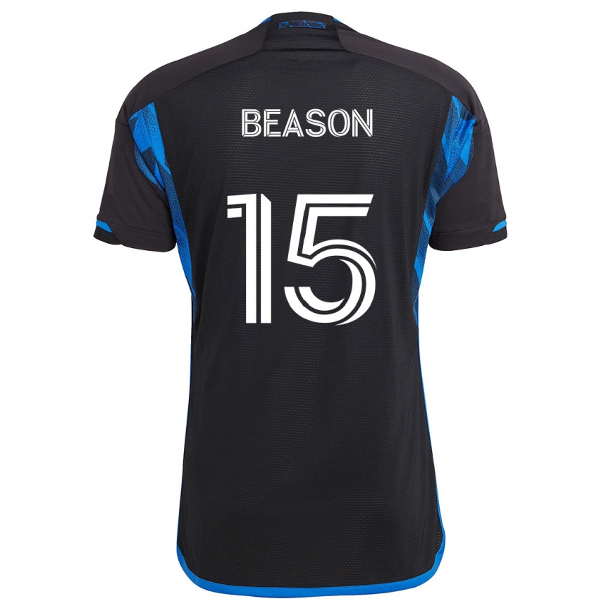 Kinder Fußball Tanner Beason #15 Blau Schwarz Heimtrikot Trikot 2024/25 T-Shirt Luxemburg