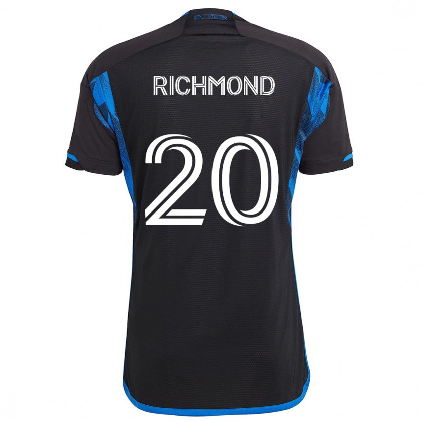 Kinder Fußball Will Richmond #20 Blau Schwarz Heimtrikot Trikot 2024/25 T-Shirt Luxemburg