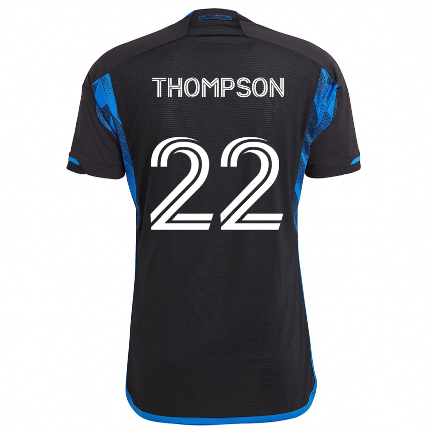 Kinder Fußball Tommy Thompson #22 Blau Schwarz Heimtrikot Trikot 2024/25 T-Shirt Luxemburg