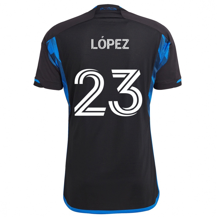 Kinder Fußball Hernán López #23 Blau Schwarz Heimtrikot Trikot 2024/25 T-Shirt Luxemburg