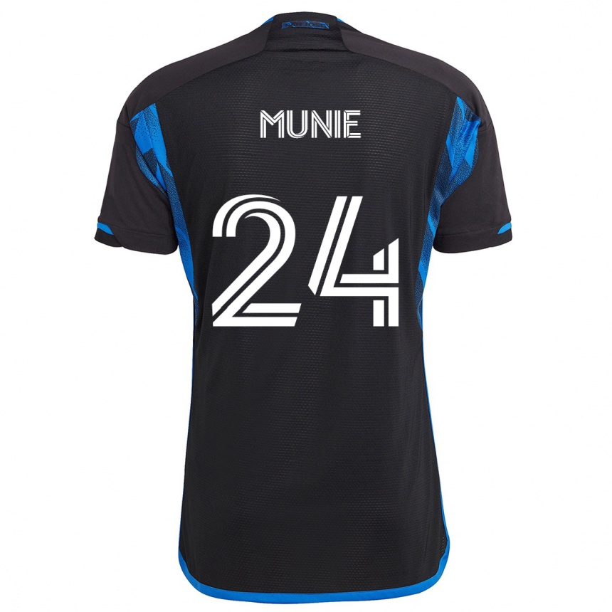 Kinder Fußball Daniel Munie #24 Blau Schwarz Heimtrikot Trikot 2024/25 T-Shirt Luxemburg