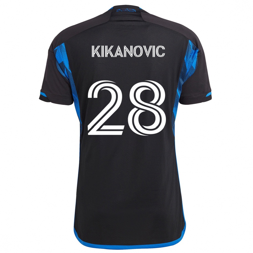 Kinder Fußball Benjamin Kikanovic #28 Blau Schwarz Heimtrikot Trikot 2024/25 T-Shirt Luxemburg