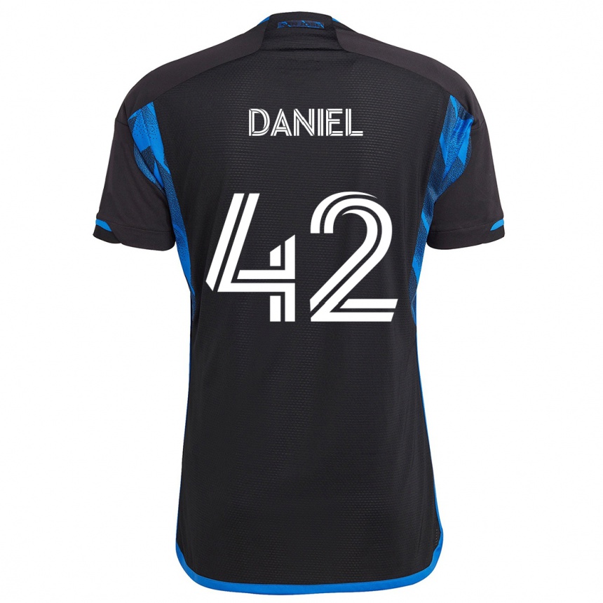 Kinder Fußball Daniel #42 Blau Schwarz Heimtrikot Trikot 2024/25 T-Shirt Luxemburg