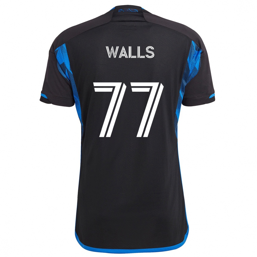 Kinder Fußball Casey Walls #77 Blau Schwarz Heimtrikot Trikot 2024/25 T-Shirt Luxemburg