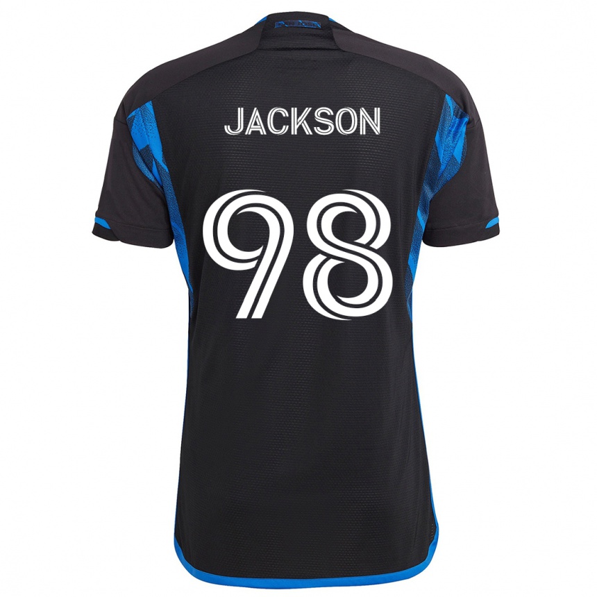 Kinder Fußball Jacob Jackson #98 Blau Schwarz Heimtrikot Trikot 2024/25 T-Shirt Luxemburg