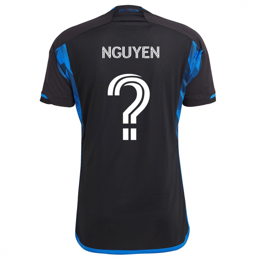 Kinder Fußball Christopher Nguyen #0 Blau Schwarz Heimtrikot Trikot 2024/25 T-Shirt Luxemburg