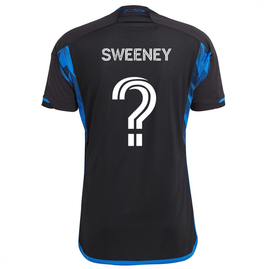 Kinder Fußball D Sweeney #0 Blau Schwarz Heimtrikot Trikot 2024/25 T-Shirt Luxemburg