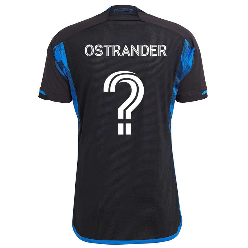 Kinder Fußball William Ostrander #0 Blau Schwarz Heimtrikot Trikot 2024/25 T-Shirt Luxemburg