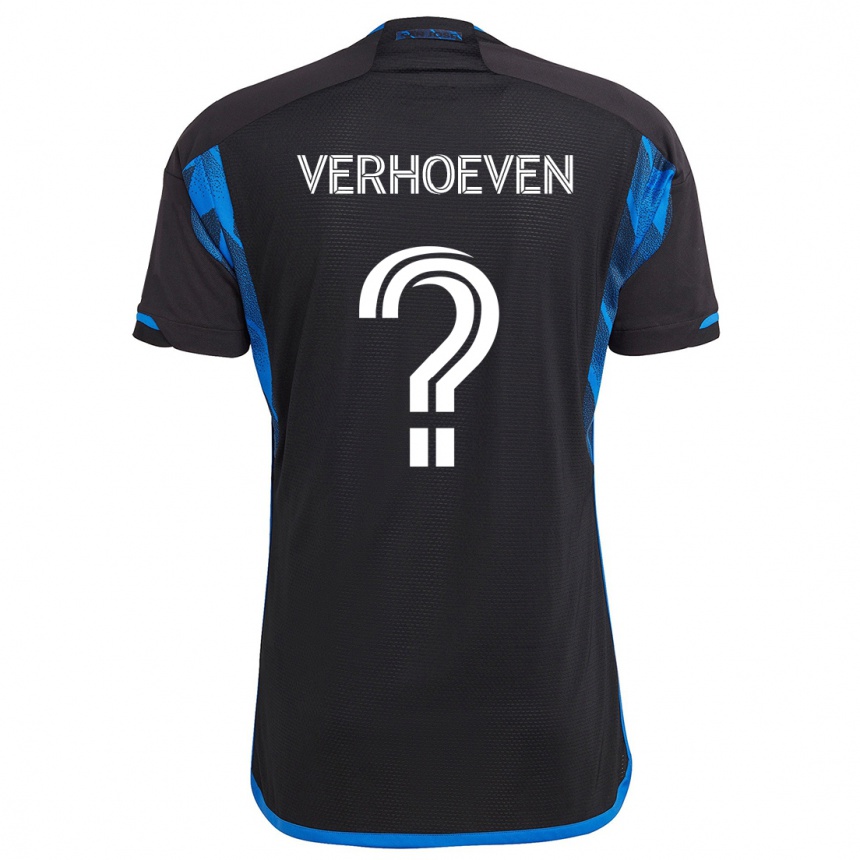 Kinder Fußball Oscar Verhoeven #0 Blau Schwarz Heimtrikot Trikot 2024/25 T-Shirt Luxemburg