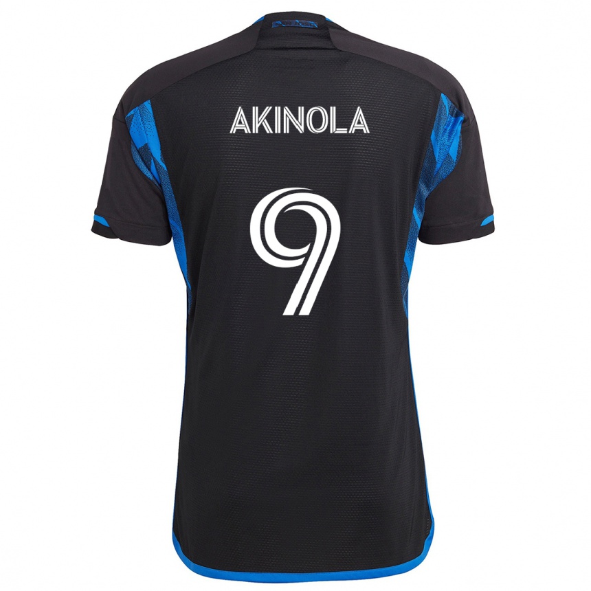 Kinder Fußball Ayo Akinola #9 Blau Schwarz Heimtrikot Trikot 2024/25 T-Shirt Luxemburg