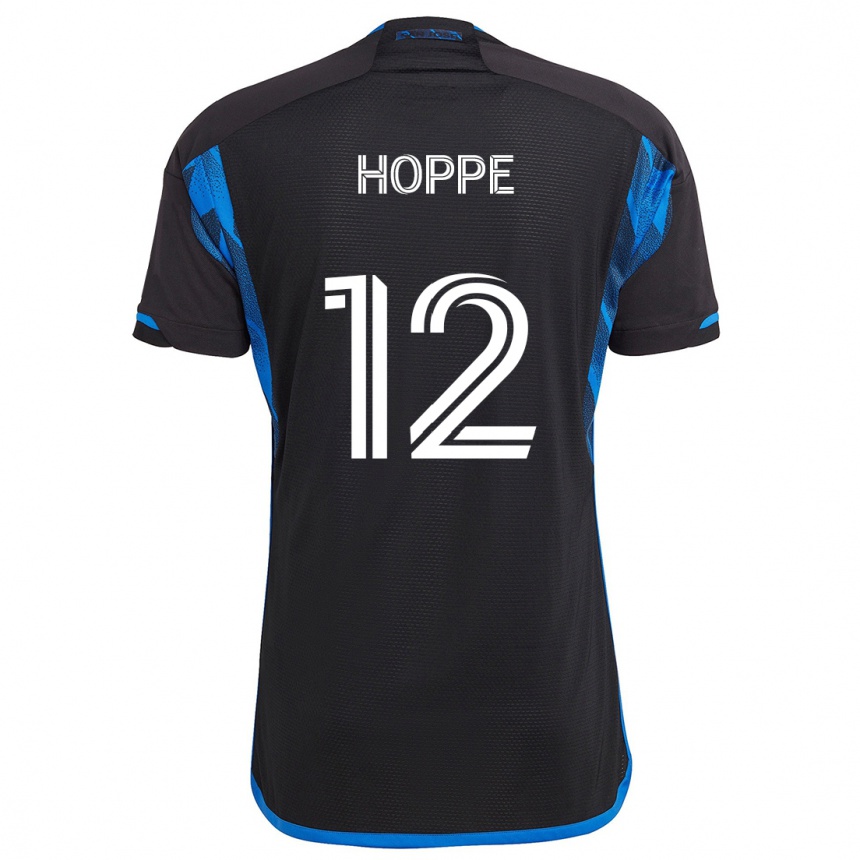 Kinder Fußball Matthew Hoppe #12 Blau Schwarz Heimtrikot Trikot 2024/25 T-Shirt Luxemburg