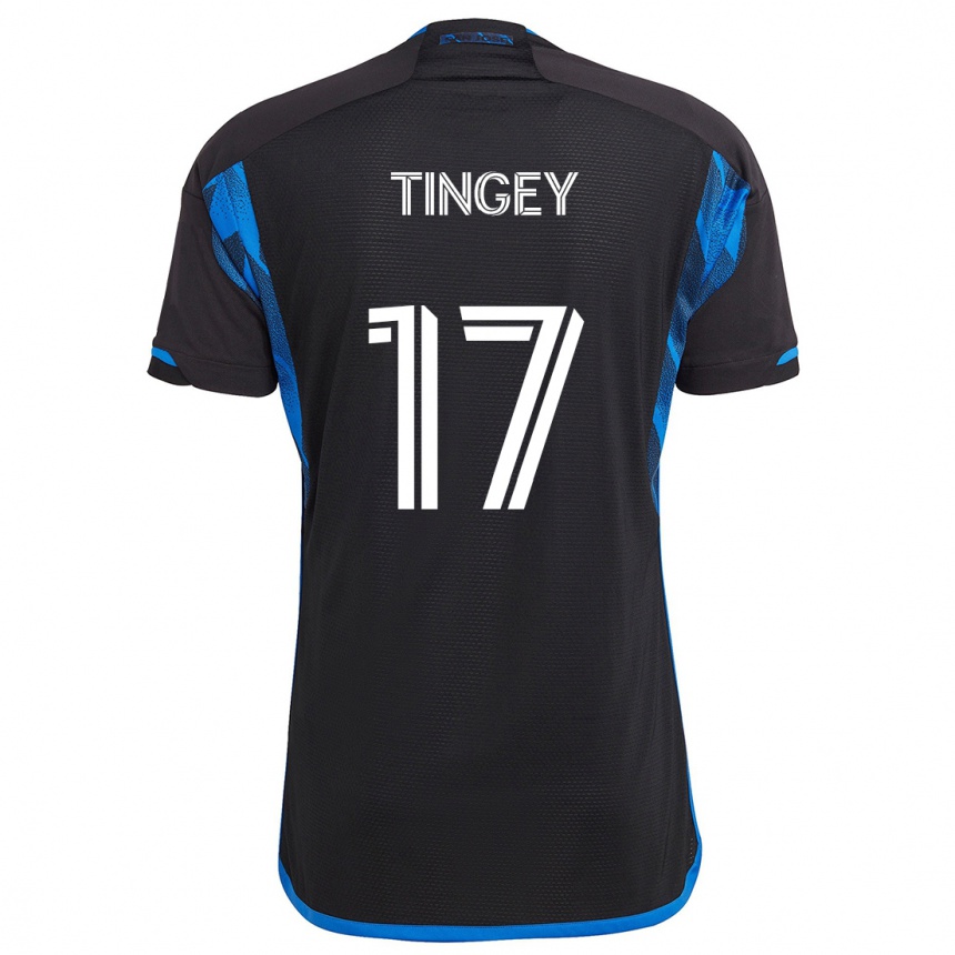 Kinder Fußball Keegan Tingey #17 Blau Schwarz Heimtrikot Trikot 2024/25 T-Shirt Luxemburg