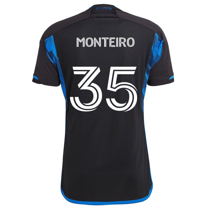 Kinder Fußball Jamiro Monteiro #35 Blau Schwarz Heimtrikot Trikot 2024/25 T-Shirt Luxemburg