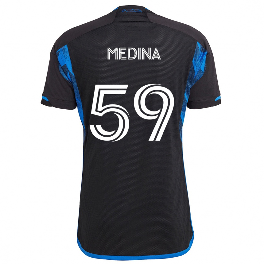 Kinder Fußball Cruz Medina #59 Blau Schwarz Heimtrikot Trikot 2024/25 T-Shirt Luxemburg