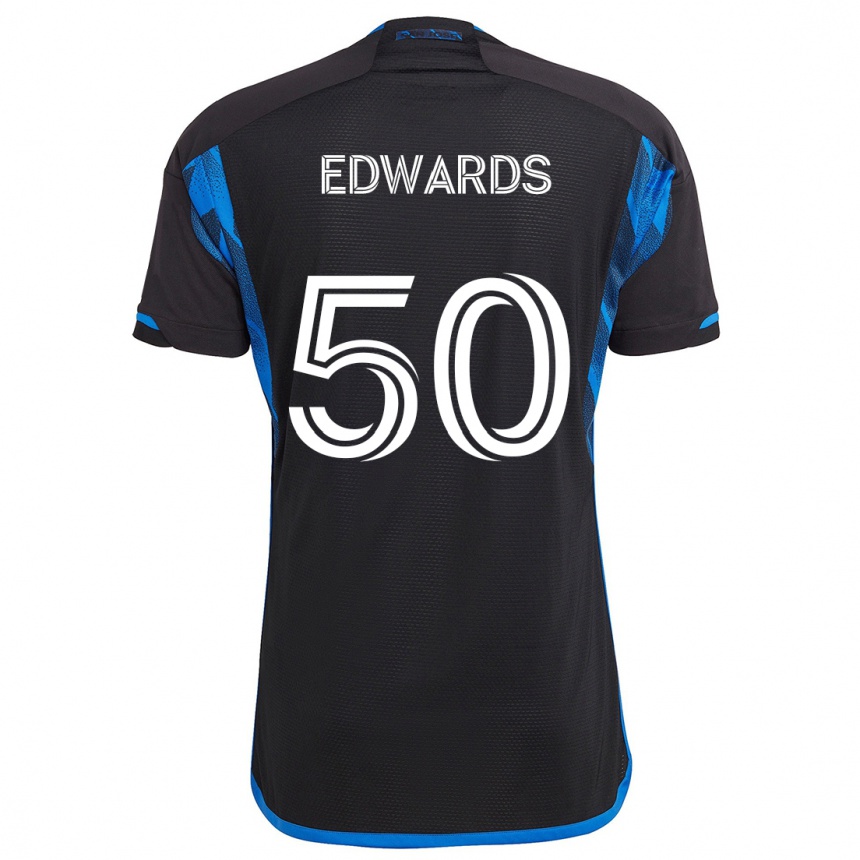 Kinder Fußball Aaron Edwards #50 Blau Schwarz Heimtrikot Trikot 2024/25 T-Shirt Luxemburg