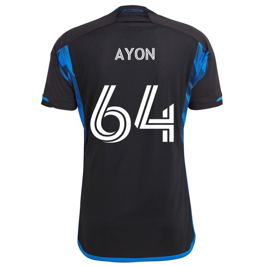 Kinder Fußball Jerry Ayon #64 Blau Schwarz Heimtrikot Trikot 2024/25 T-Shirt Luxemburg