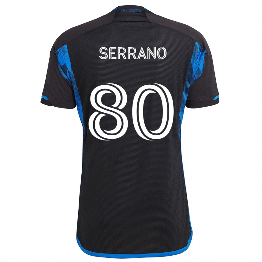 Kinder Fußball David Serrano #80 Blau Schwarz Heimtrikot Trikot 2024/25 T-Shirt Luxemburg