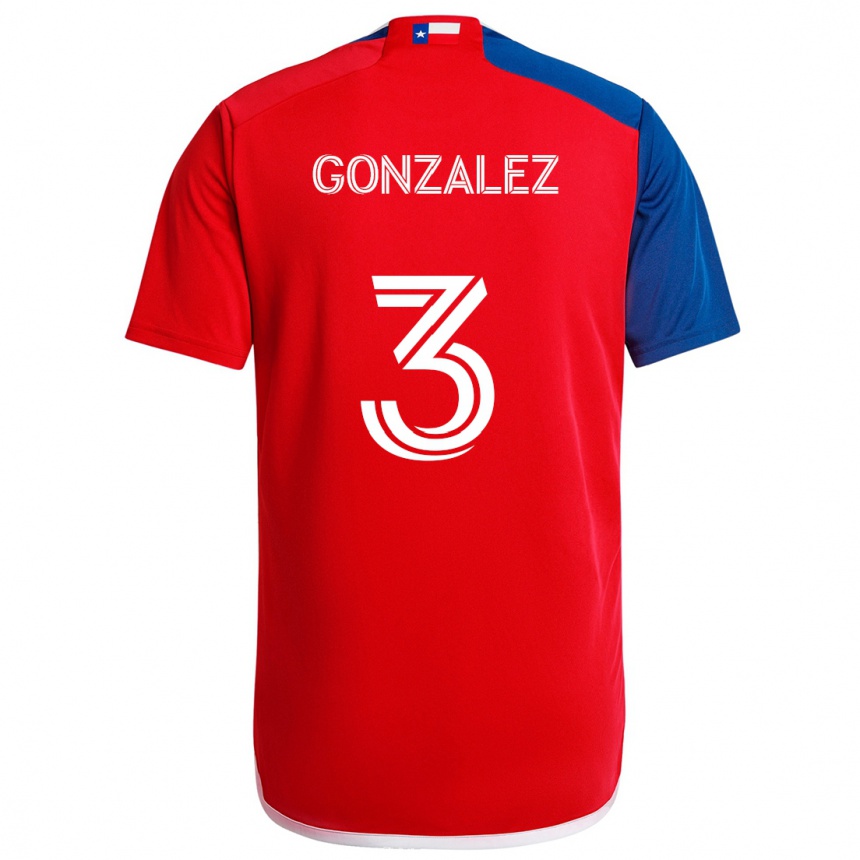 Kinder Fußball Omar González #3 Blau Rot Heimtrikot Trikot 2024/25 T-Shirt Luxemburg