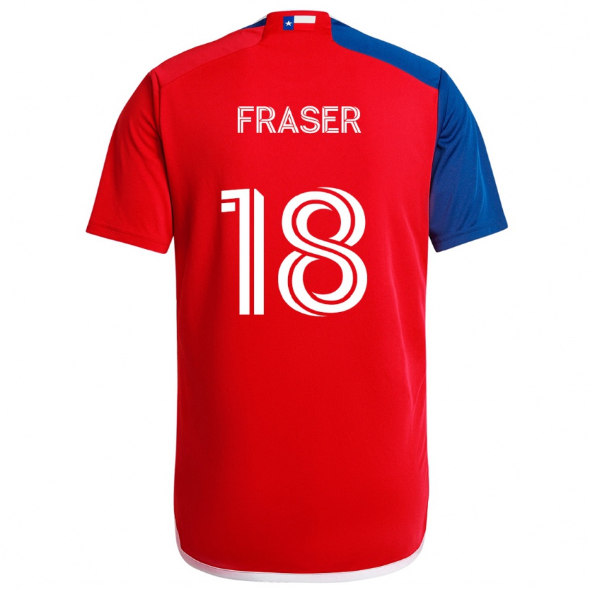 Kinder Fußball Liam Fraser #18 Blau Rot Heimtrikot Trikot 2024/25 T-Shirt Luxemburg