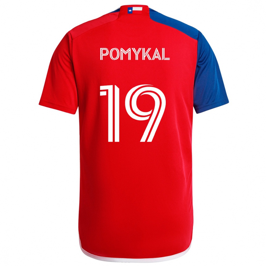 Kinder Fußball Paxton Pomykal #19 Blau Rot Heimtrikot Trikot 2024/25 T-Shirt Luxemburg