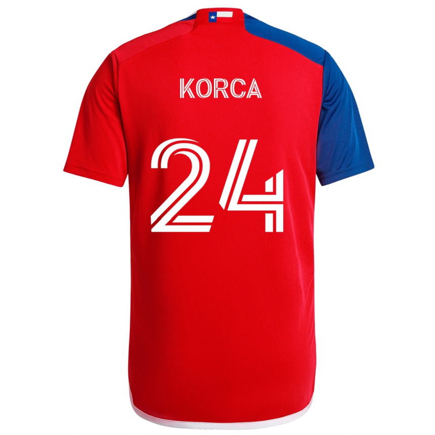 Kinder Fußball Amet Korca #24 Blau Rot Heimtrikot Trikot 2024/25 T-Shirt Luxemburg