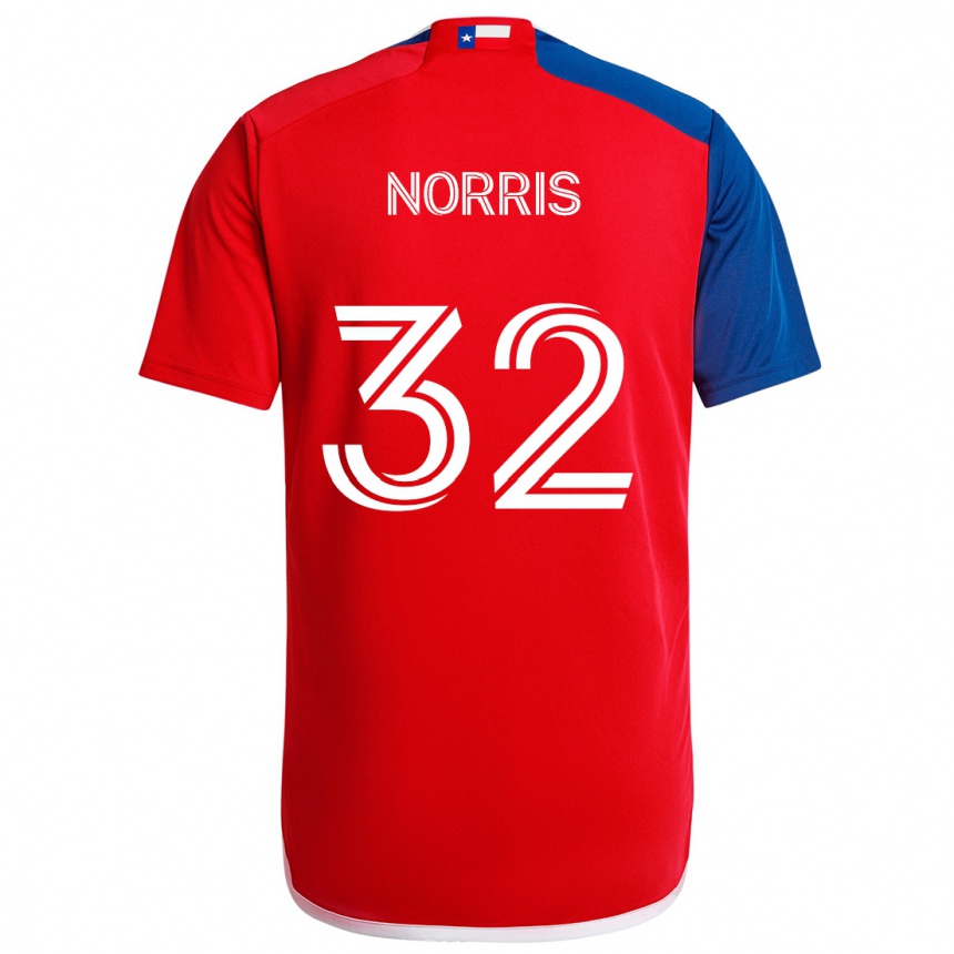 Kinder Fußball Nolan Norris #32 Blau Rot Heimtrikot Trikot 2024/25 T-Shirt Luxemburg