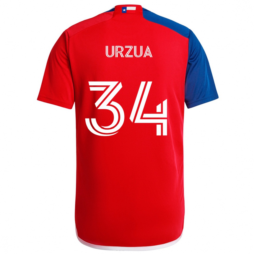 Kinder Fußball Alejandro Urzua #34 Blau Rot Heimtrikot Trikot 2024/25 T-Shirt Luxemburg