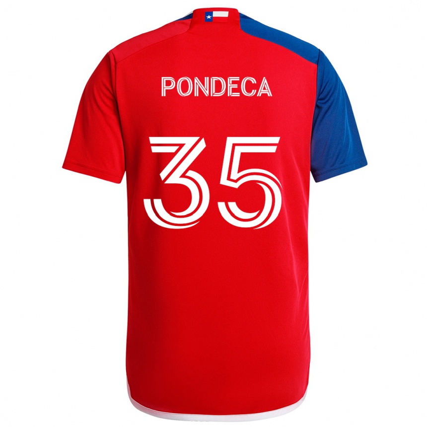 Kinder Fußball Tomas Pondeca #35 Blau Rot Heimtrikot Trikot 2024/25 T-Shirt Luxemburg