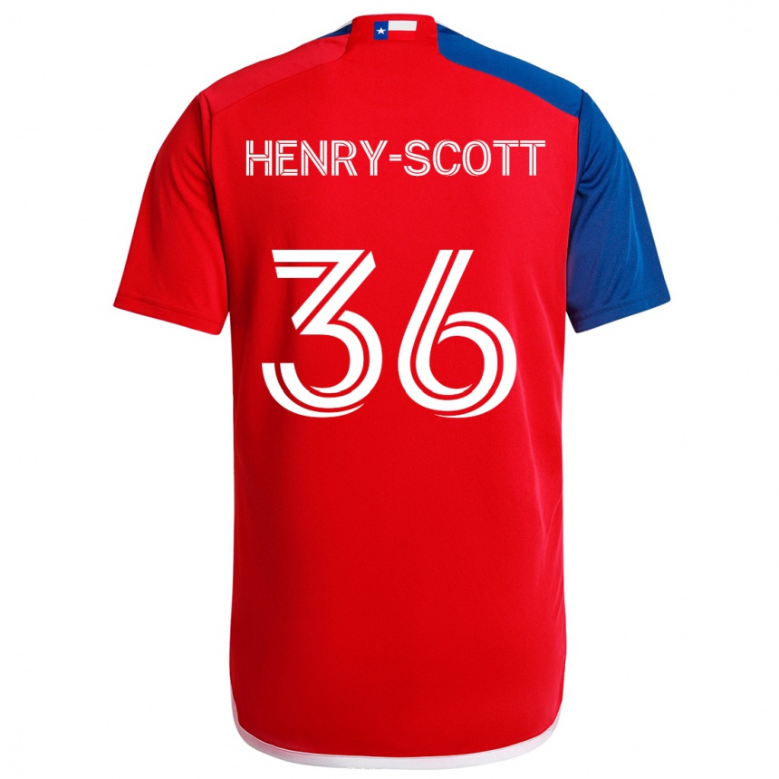 Kinder Fußball Malik Henry-Scott #36 Blau Rot Heimtrikot Trikot 2024/25 T-Shirt Luxemburg