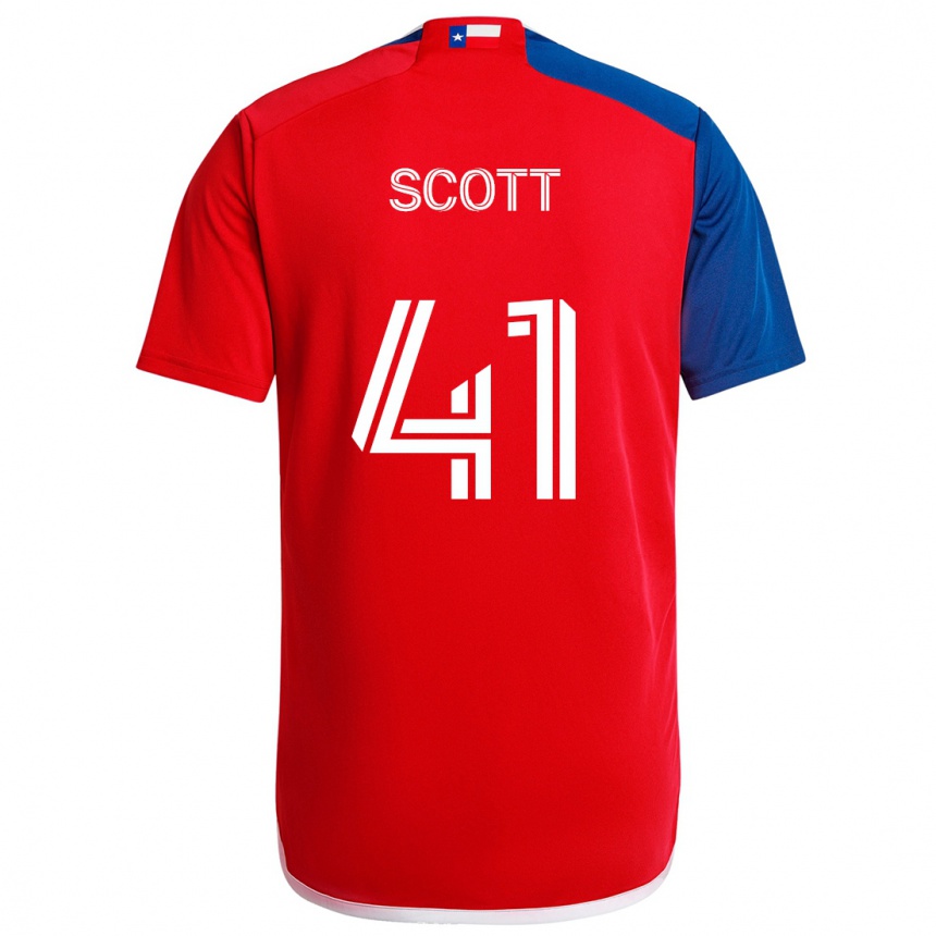 Kinder Fußball Tarik Scott #41 Blau Rot Heimtrikot Trikot 2024/25 T-Shirt Luxemburg