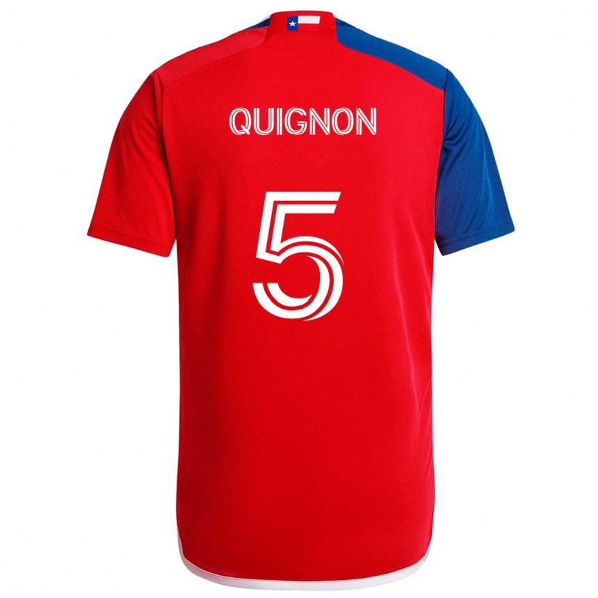 Kinder Fußball Facundo Quignón #5 Blau Rot Heimtrikot Trikot 2024/25 T-Shirt Luxemburg