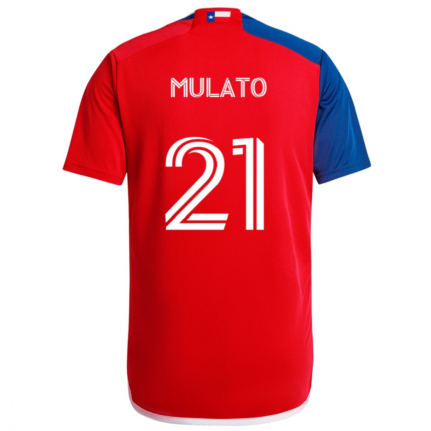 Kinder Fußball José Mulato #21 Blau Rot Heimtrikot Trikot 2024/25 T-Shirt Luxemburg