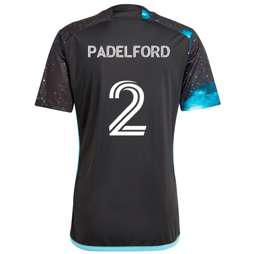 Kinder Fußball Devin Padelford #2 Schwarz Blau Heimtrikot Trikot 2024/25 T-Shirt Luxemburg