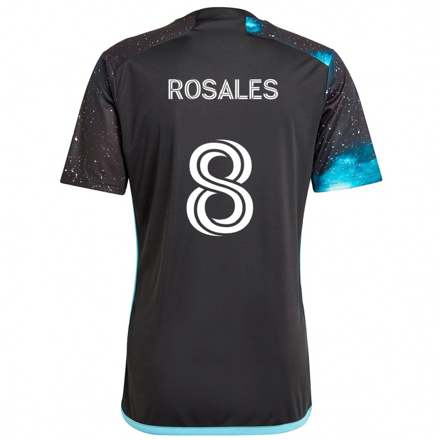 Kinder Fußball Joseph Rosales #8 Schwarz Blau Heimtrikot Trikot 2024/25 T-Shirt Luxemburg