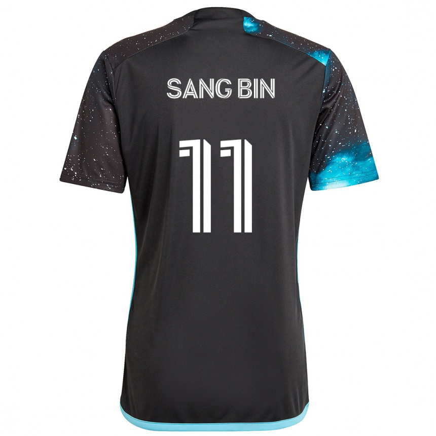 Kinder Fußball Sang-Bin Jeong #11 Schwarz Blau Heimtrikot Trikot 2024/25 T-Shirt Luxemburg