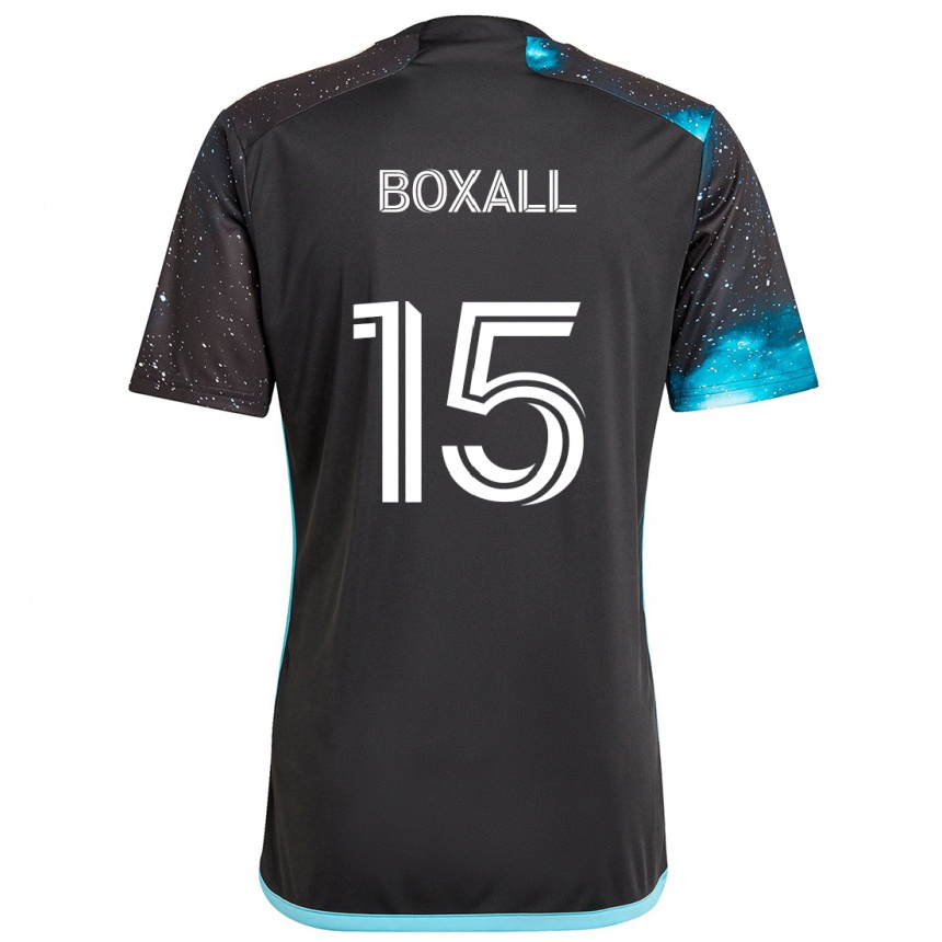 Kinder Fußball Michael Boxall #15 Schwarz Blau Heimtrikot Trikot 2024/25 T-Shirt Luxemburg